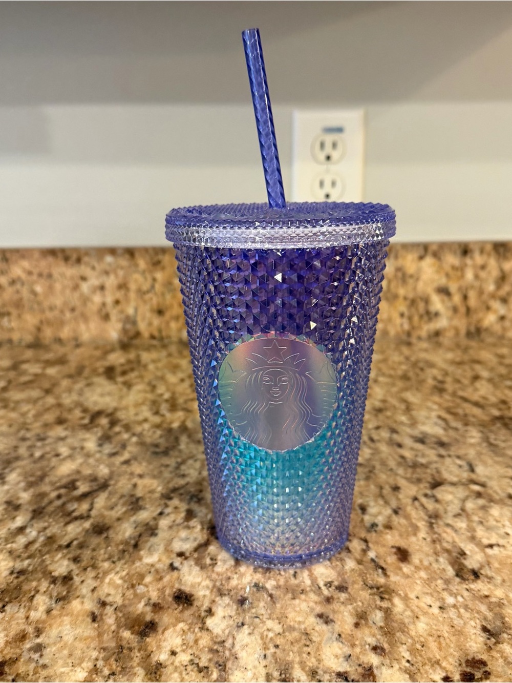 New Starbucks Mermaid Iridescent Blue Purple Grande Ombré Studded Tumbler Cup